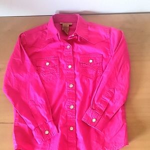 •SOLD• Girls size small pink wrangler pearl button snap western shirt